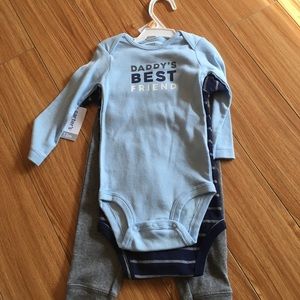 NWT Carter’s Outfit Set-2 One Pieces, 1 Pants, 12M